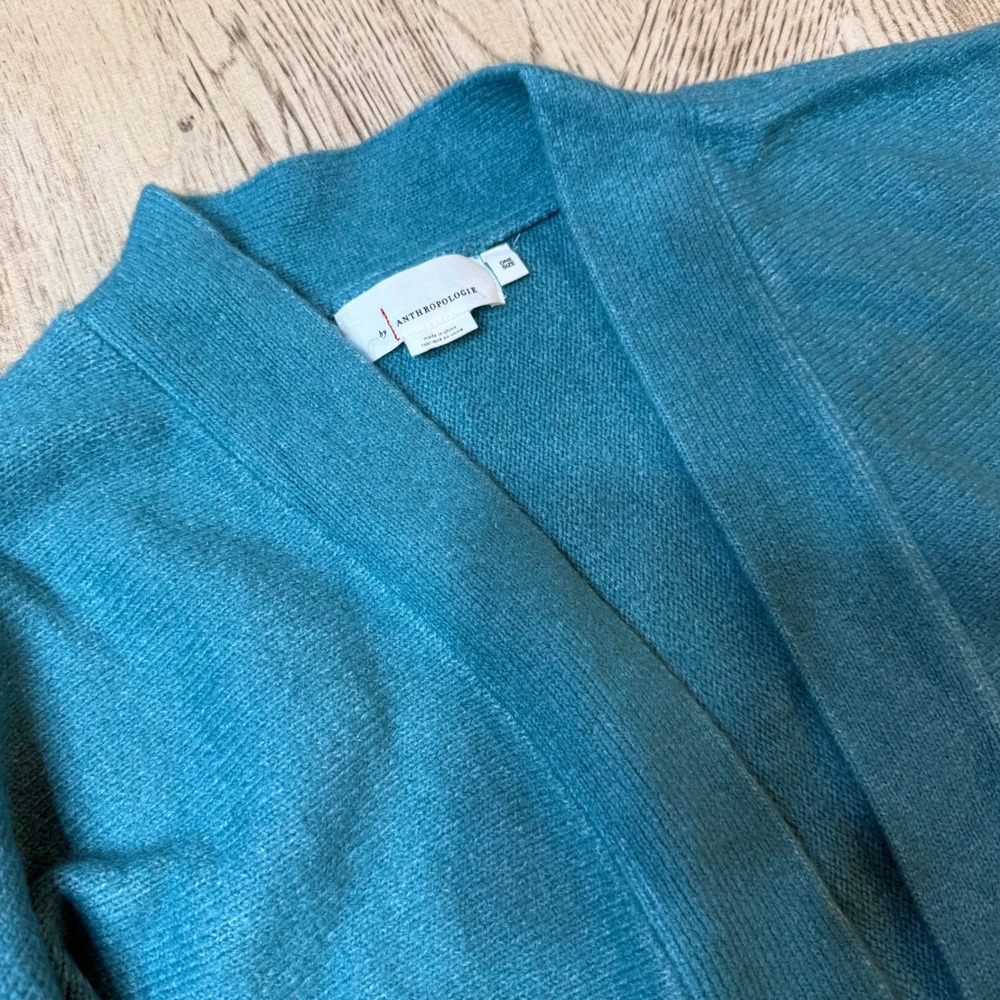 Anthropologie One Size Teal Blue Open Front Cardigan Shrug Sweaterâ